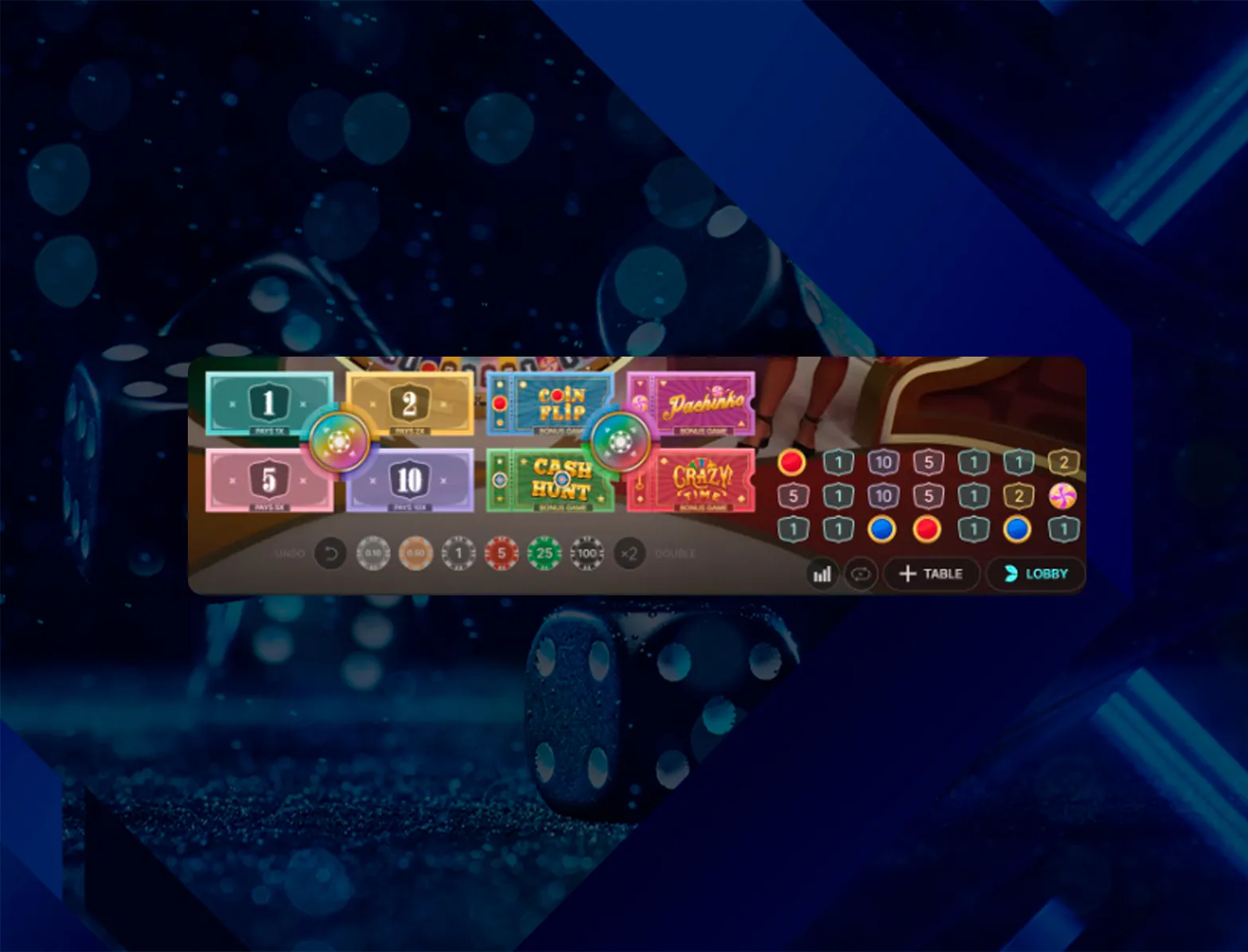 Crazy time game interface